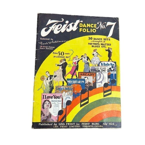 Leo Feist Sheet Music Dance Folio No 7 Foxtrot Waltz Dance Folio 30 dance hits m - Picture 1 of 4